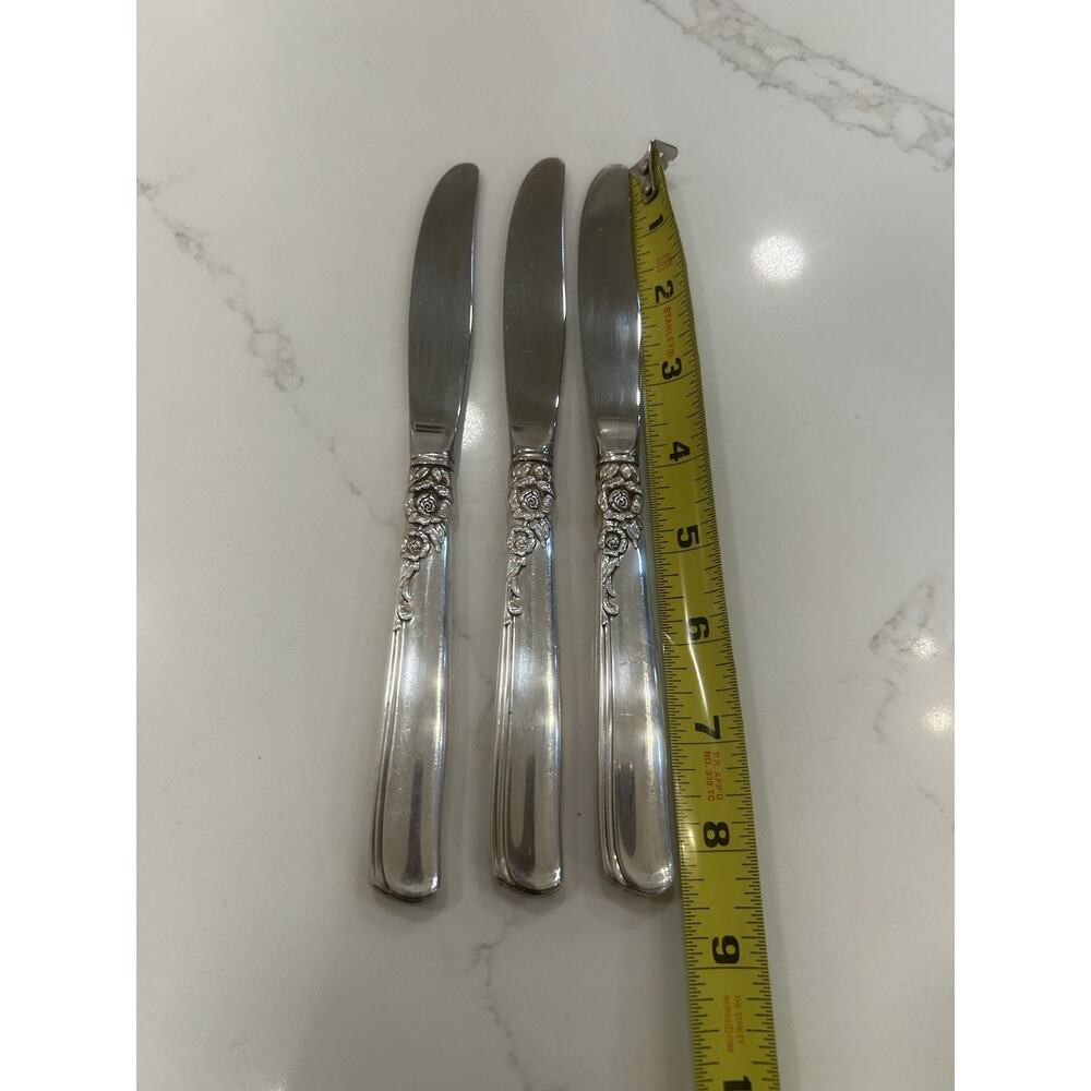 Vtg‎ Oneida Prestige Gay Adventure 1955 Silver Plated MCM Set Of 3 Dinner Knives - Picture 6 of 8